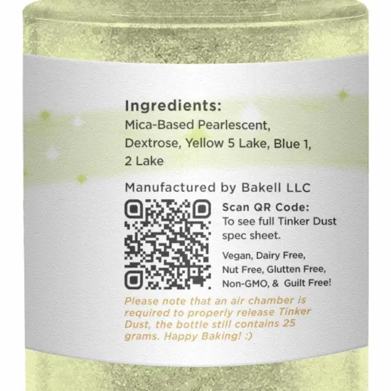 Bakell - Neon Green Tinker Dust Edible Glitter (25g, 1x Spray Pump) for Food, Desserts, and Beverages! {6}