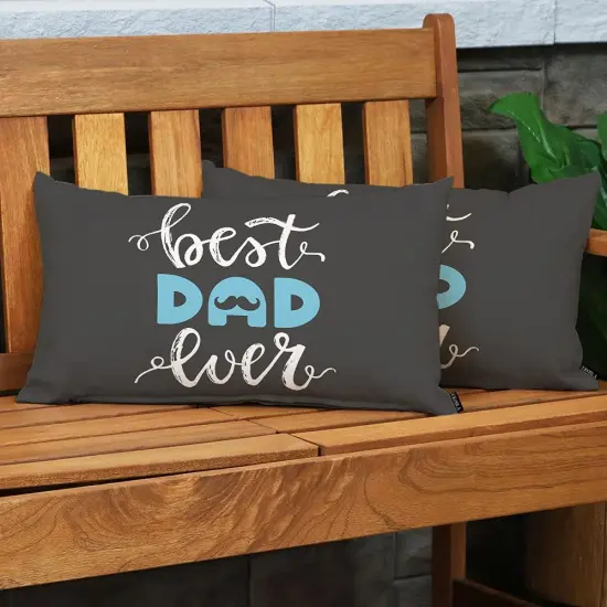 Happy Father's Day Lumbar Pillow Cases Best Dad Ever Mustache Beard Calligraphy Blue Black White Decorative Throw Pillow Cover Rectangle Cushion Covers Cotton Linen 12x20 Inch for Men Women {3}