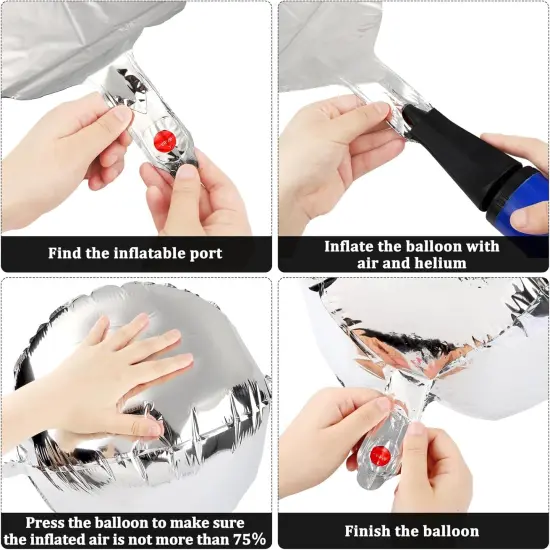 12 Pieces 18 inches Silver Foil Balloons 4D Foil Mylar Mirror Metallic Balloon Round Silver Chrome Party Decorations For Birthday Party Supplies {4}