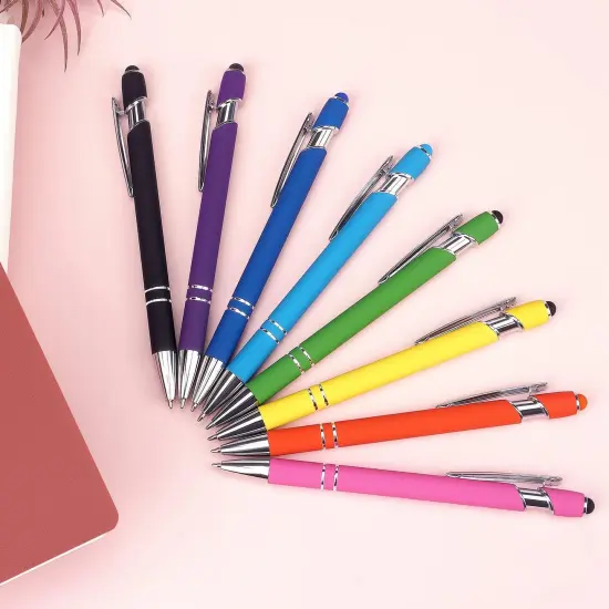 8 Pack Ballpoint Pen 2-in-1 Stylus Retractable Ballpoint Pen with Stylus tip, Metal Stylus Pen for Touch Screens, 1.0 mm Black Ink {4}