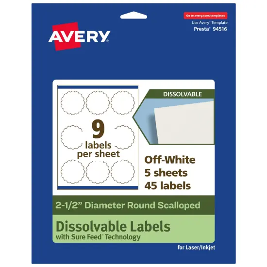 Avery Dissolvable Labels, 2.5" Diameter Round Scalloped {7}