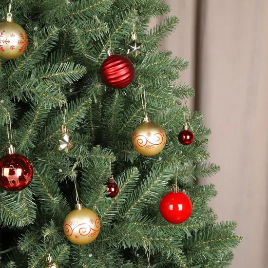 44Pcs Christmas Ball Gold and Red Christmas Ornaments Set for Garden Backyard Holiday Wedding Party Decor with 12 pcs 2.36&rdquo; Large and 32 pcs 1.18&rdquo; Mini Christmas Decorations Ornaments Bulk Balls {2}