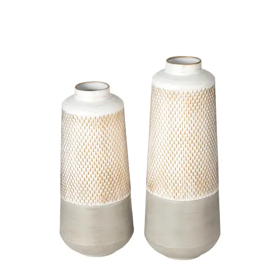 Set of 2 Modern Table Floor Metal Art Vases {6}