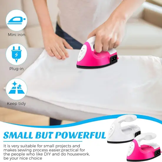 2 Pieces Mini Craft Iron Mini Heat Press Iron with Charging Base Accessories for Beads Patch Clothes T Shirts Shoes Clothes and Hats {4}