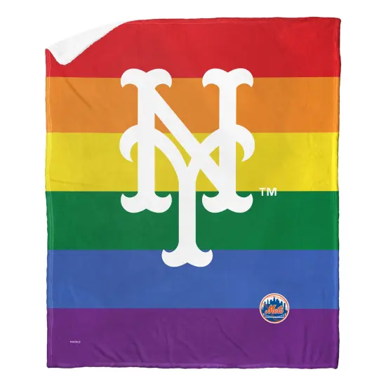 MLB Pride Series Silk Touch Sherpa Throw Blanket 50×60 Inches New york mets {1}