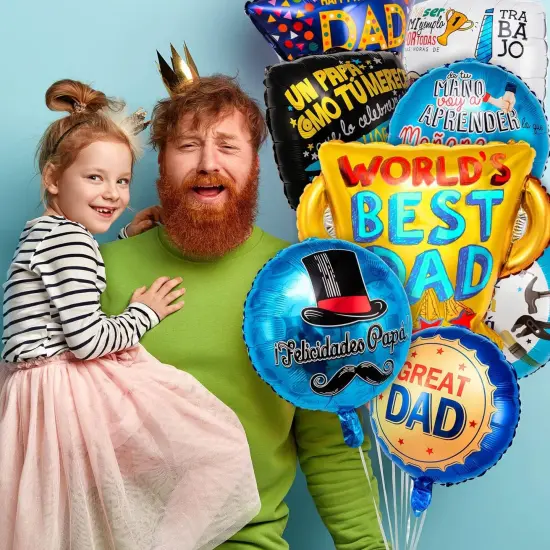Happy Father's Day Balloons, 11Pcs Premium Aluminum Foil Fathers Day Balloons, Large Size Best Dad Day Balloons for Father's Day Party Birthday Decorations Supplies {3}