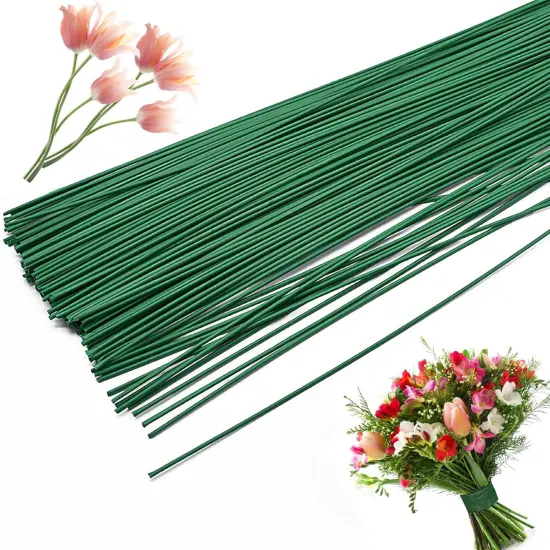 200 PCS Floral Stem Wire Flower Arrangements and DIY Crafts,Dark Green,Floral Wire for Florist Flower Arrangement 16 Inches {5}