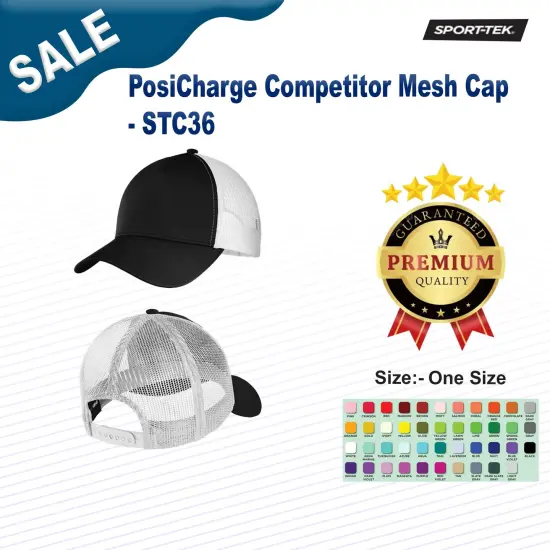 Sport-Tek&reg; PosiCharge Competitor Mesh Cap Black/White {3}
