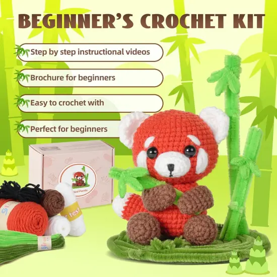 Crochet Kit for Beginners, Crochet Animal Kits, Crocheting Kit for Starters, Learn to Crochet with Step-by-Step Video Tutorials, Beginner Crochet Kit for Adults(Panda) {5}