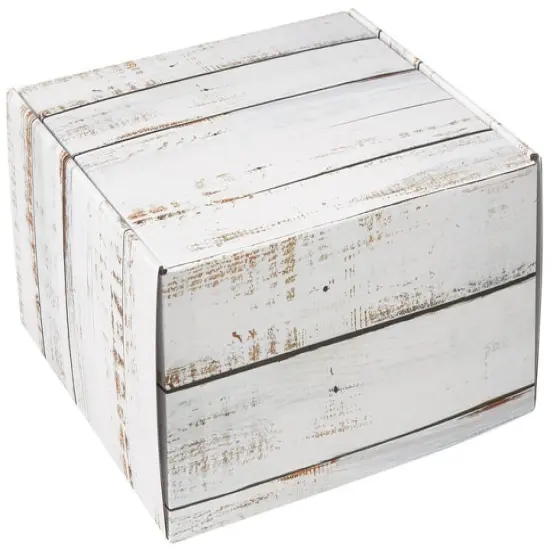 Pack/6: Distressed White Wood Decorative Mailer - 9 x 9 x 4" {1}