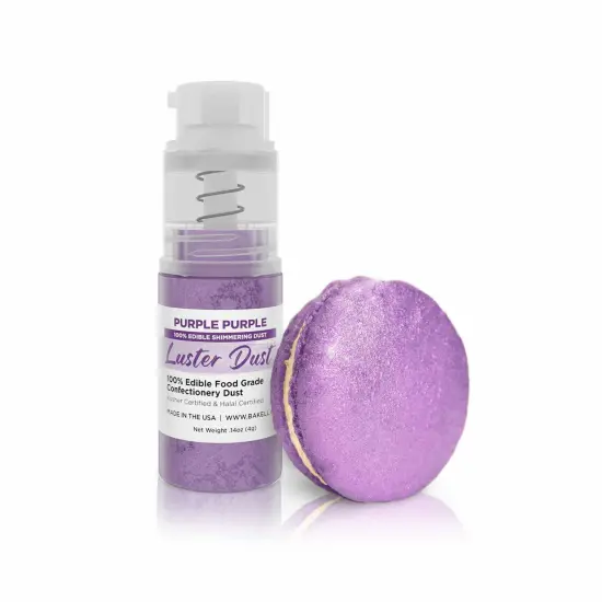 Bakell - Purple Purple Luster Dust (4g, 1x Pump) Edible Vegan Dust & Paint for Baking, Desserts and Beverages {1}