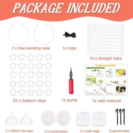 8FT & 6FT Balloon Arch Stand, Flexible Top Balloon Arch Kit, Half Arch Balloon Stand with Base for Floor, Balloon Column Kit for Wedding Birthday Baby Shower Graduation Party Decorations {3}