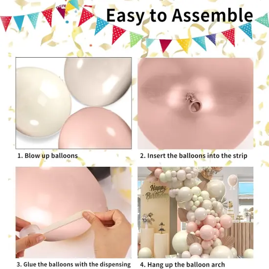 Neutral Balloon Arch Kit, White and Beige Balloon Arch Kit With 18/12/10/5 inch Sand White Ivory White Macaron Orange Latex Balloon for Birthday Baby Shower Wedding Boho Bridal Party Decorations {5}