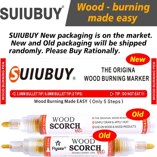 Wood Burning Pen Kit, 2 PCS Scorch Pens Equipped with 2 PCS Replacement Oblique Tip, Chemical Wood Burner Set, Suitable for Beginners of DIY Wood Burning Projects {2}