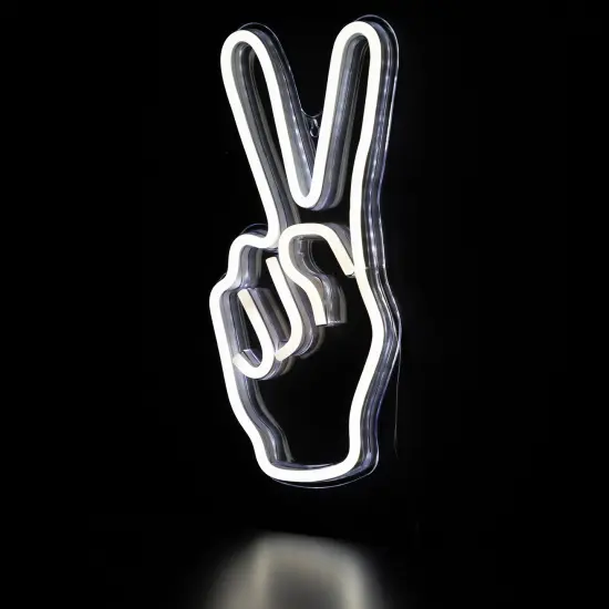 Northlight LED Peace Sign Hand Neon Lighted Wall Art - 15" - White {6}