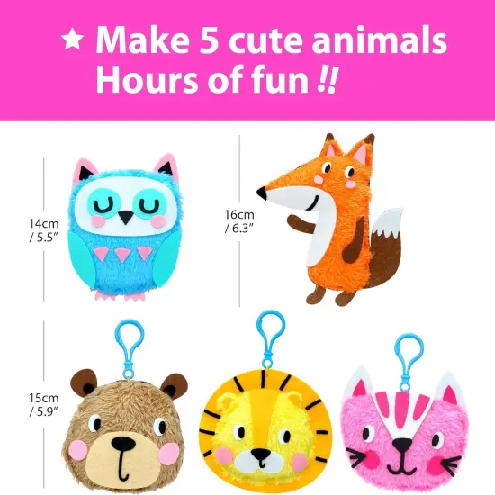 My First Sewing Animal Summer for Kids, Beginner Art & Craft, 5 Easy Activities Stuffed Animal Dolls, Keyring Charms, Instructions & Felt Materials for Learn to Sew, Embroidery {4}