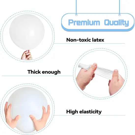 137Pcs White Balloon Garland Arch Kit, Latex Balloons Different Sizes Party Balloon for Birthday Party Graduation Baby Shower Wedding Holiday Balloon Decoration {2}