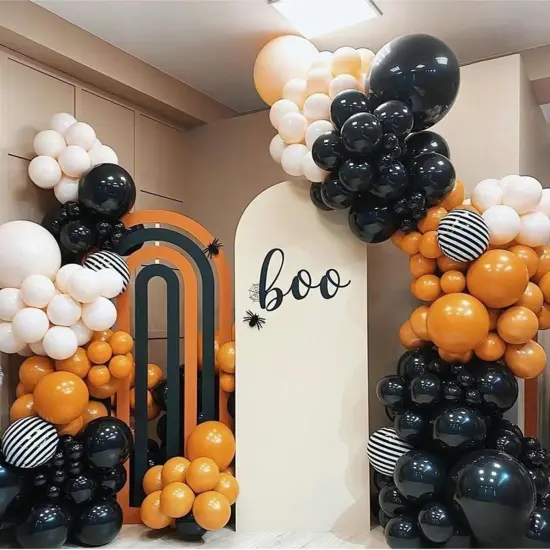 Orange Black and Metallic Silver Balloons Garland Arch Kit, 146 Pcs Latex Balloons with Confetti for Birthday Party Graduation Father's Day Anniversary Bachelorette Party Decoration {2}