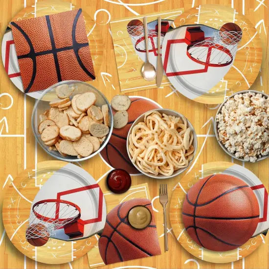 Basketball Party Supplies Kit for 16,- Basketball Party Decorations with Dinner & Dessert Paper Plates and Napkins - for Basketball Birthday & Sports Party Decorations {4}