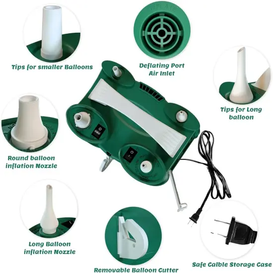 Balloon Pump Electric, 3-in-1 Balloon Pump for Inflatables and Deflator, Electric Balloon Pump for Latex 260q Foil Balloons, Quick-Fill 110V AC Inflator Deflator {4}