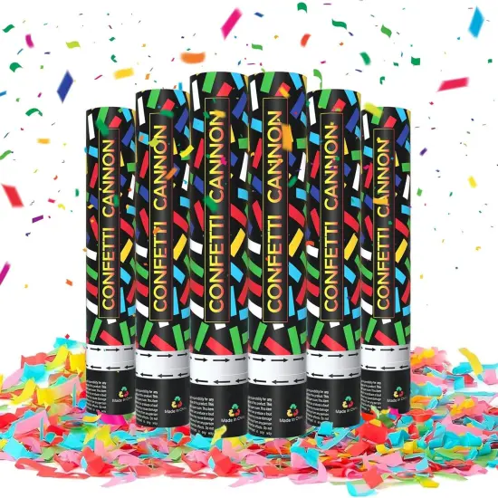 6 Pack Colorful Confetti Poppers, 12 Inch Biodegradable Confetti Cannon Party Poppers Shooters for Birthday, Wedding, Graduation, Anniversary, Parties {1}