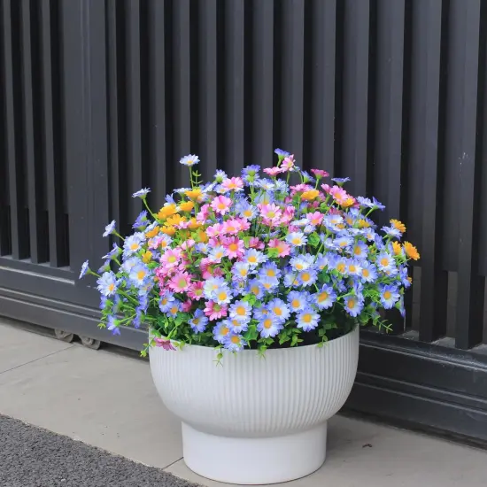 Artificial Plants & Summer Bouquets Flowers Outdoor 16 Bundles Fade Resistant Wildflowers Fake Daisy {2}