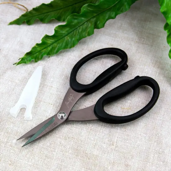 Tim Holtz Small Scissors - 5 Inch Mini Snips with Micro Serrated Blade - Craft Tool for Cutting Paper, Fabric, and Sewing - Titanium with Black Comfort Grip Handles {3}