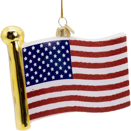 4.5-inch Noble Gems&trade; Glass American Flag Ornament {1}