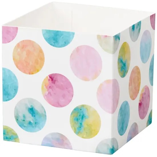 Pack/6: Watercolour Dots Square Party Favor Box - 3-3/4 x 3-3/4 x 3-3/4" {1}