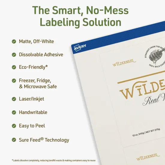 Avery Dissolvable Labels, 5" x 6" Rectangle {8}