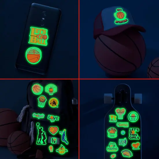 Basketball Water Bottle Stickers for Kids Glow in The Dark, 67 PCS Vinyl Stickers Pack for Laptop Skateboard Phone Case, Cute Colorful Sports Decals for Teens {2}