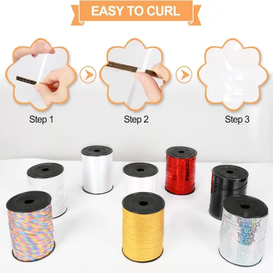 White Curling Ribbon, 500 Yard Christmas Curling Ribbons for Gift Wrapping, Balloon Ribbon, Balloon String, Curly Ribbon, Thin Ribbon, Gift Ribbon for Baby Shower, Florist Flower Party Decorations {4}