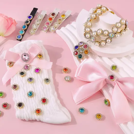 150 PCS 25 Mixed Colors Sew on Rhinestones, Crystal Glass with Metal Base Flower Shape Claw Flatback Rhinestones for Crafting, Bedazzling Rhinestones for Clothes Shoes Hats Bags & Sewing Accessories {3}