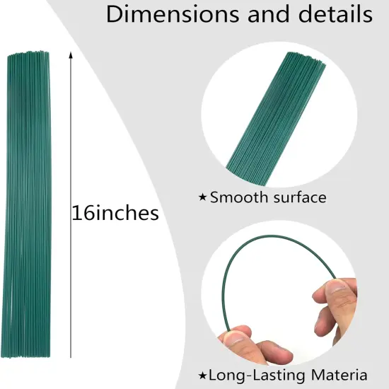 50 Pcs Floral Stems Wire,2 Gauge Florist Flower Wire Stems for Making Flower Arrangement,16 Inch Floral Wire Stems Florist Wire for Bouquet DIY Stem Wrapping and Handcrafts(Green) {4}