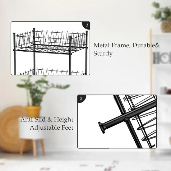 4-Tier Metal Water Bottle Organizer &ndash; Freestanding Floor Storage Rack for Kitchen, Pantry, or Bathroom | Adjustable Dividers & Feet, Rust-Proof Black Design (12.5"x16.7"x46.2") {3}