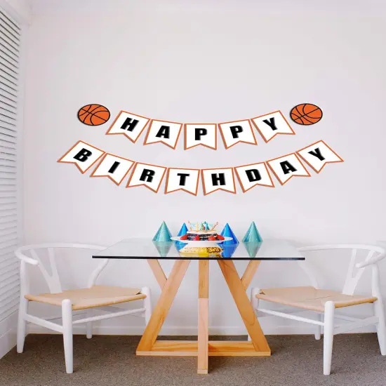Basketball Birthday Banner | Basketball Theme Happy Bday Bunting Sign, Basketball Party Decoration {4}