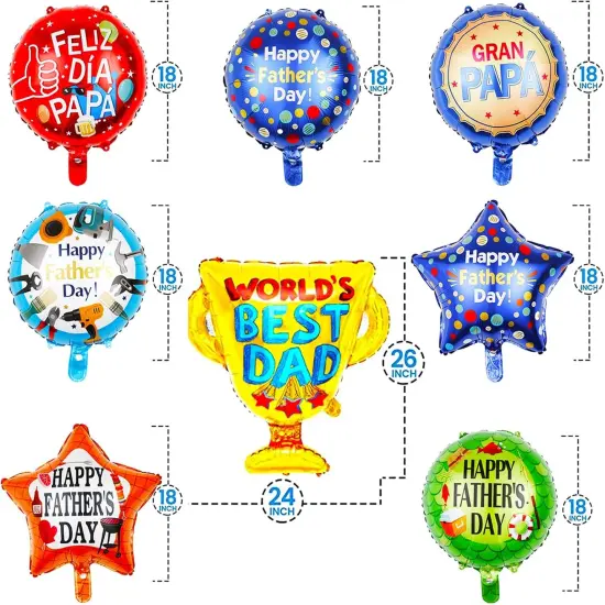 15Pcs Happy Fathers Day Balloons Party Decorations, 18 inch Feliz Dia PaPa Foil Balloons, Worlds Best Dad Balloons for Father's Day Party Birthday Decorations Supplies {3}