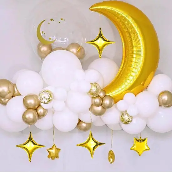 50Pcs 10 Inch Gold Star Foil Balloons Gold Star Shape Mylar Balloon Kit with 60Pcs Balloon Glue Point and 5Pcs Straws for Birthday Baby Shower Engagement Anniversary Wedding Party Decoration {3}