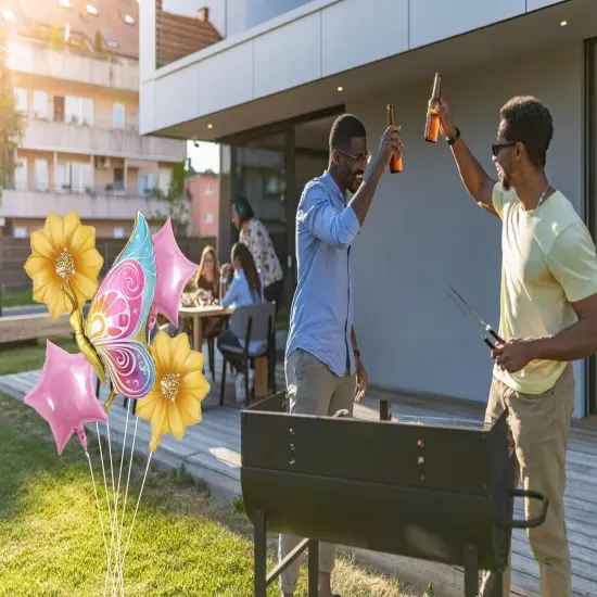 5 PCS Butterfly Foil Balloons Suit With Sunflower Pentagram Foil Balloons {4}