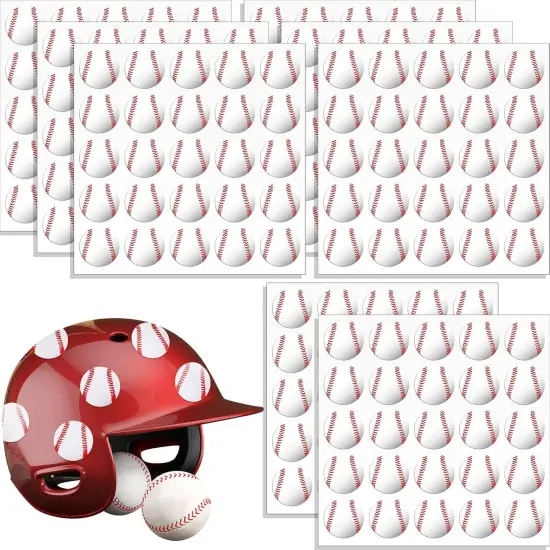200 Pieces 8 Sheets Baseball Award Decal Set Baseball Vinyl Stickers 1" Small Self Adhesive Baseball Helmet Stickers for Laptops, Cars, Scrapbook, Phones, Batting {1}