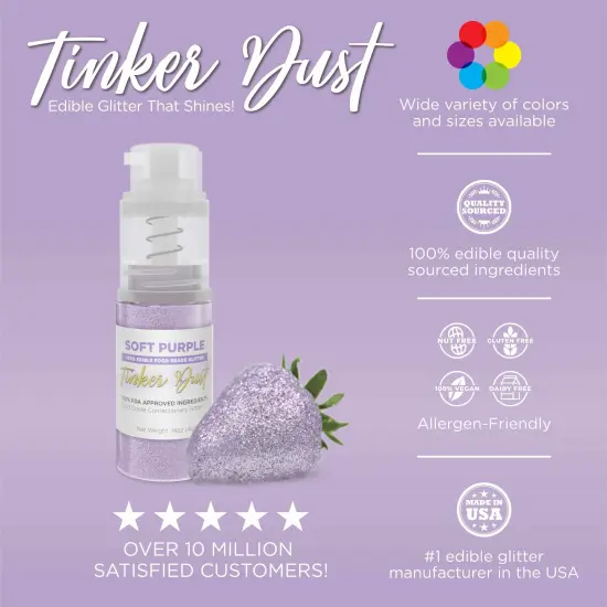 Bakell - Soft Purple Tinker Dust Edible Glitter (25g, 1x Spray Pump) for Food, Desserts, and Beverages! {3}