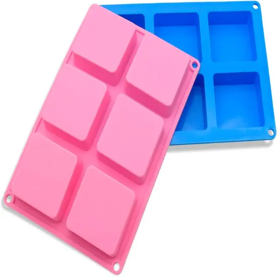 4 Pack Square Soap Molds,6-Cavity Non-Stick Silicone Brownie Pan,Square Bar Molds,Square Silicone Molds for Chocolate,Cupcake, Cornbread, Muffin,Soap {2}
