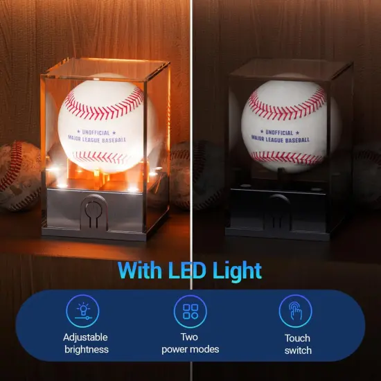 Baseball Display Case with Led Light, Light up Baseball Case for Display, Acrylic Baseball Holder Display Case, UV Protected Clear Baseball Stand Baseball Cube for Memorabilia Baseball Gifts Welcome to Seller Assistant Please log in to your account {2}