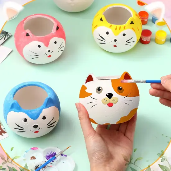 6 Set DIY Ceramic Succulent Planter Pots Paint Your Own Flower Pots Craft Kit {3}