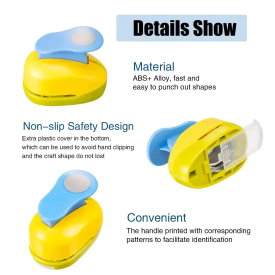 16 Pcs Craft Holes Punch Paper Punchers Scrapbook Punches with Craft Sticker Paper, Round, Star, Square, Heart, Flower, Wave Circle Shape(1 Inch,Multiple Styles) {3}