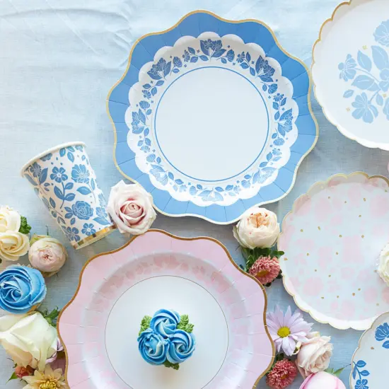 BELLE BLUE ELEGANT FLORAL CUPS {6}