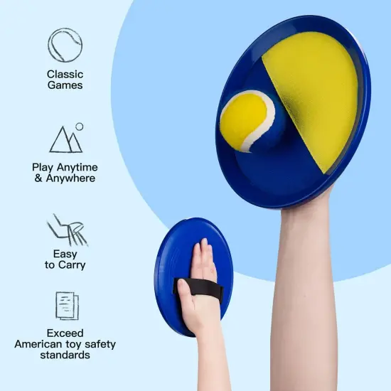 Upgraded Toss and Catch Ball Game Set - Indoor and Outdoor Games for Kids 3-12, Beach Sand Pool Water Toy Includes 2 Paddles 2 Sticky Balls, Great Birthday Easter Gifts for Boys Girls {2}