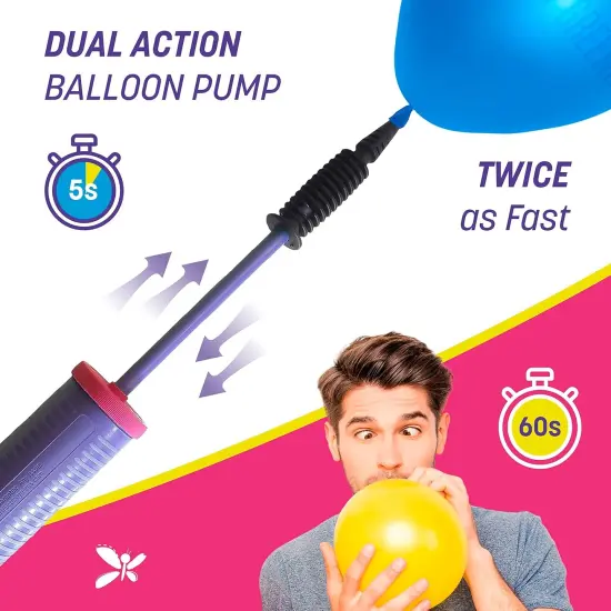Balloon Pump Hand Held, Inflator Air Pump for Balloons - 2Way Dual Action Sturdy Ballon Inflator Pump {3}