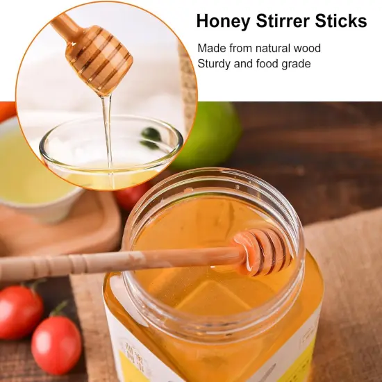 22 PCS Wooden Honey Sticks Dipper 6 Inch, Individually Wrapped Mini Honeycomb Honey Stirrer Stick For Honey Jar Dispense Drizzle Honey and Wedding Party Favors Gift {2}