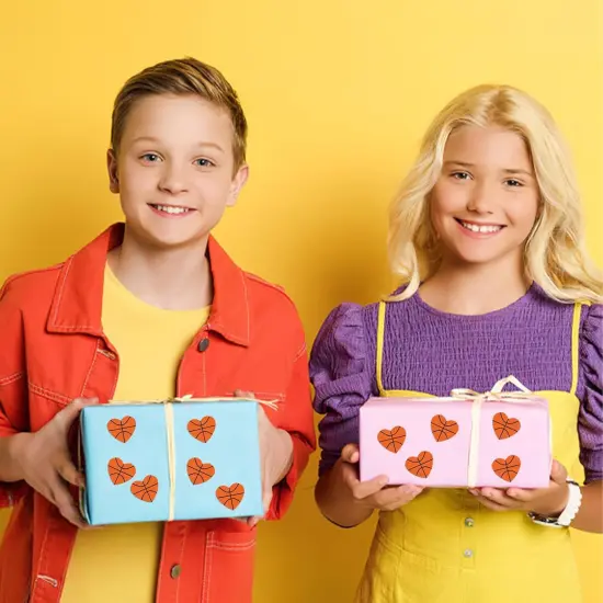 Sports Stickers for Kids, 600Pcs Valentines Stickers Basketball Stickers Self Adhesive Water Bottle Sticker Heart Seal Labels for Sports Events Valentines Decorations {4}